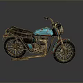 Vintage Turquoise Motorcycle With Rusted Body And Leather Seat Retro Design Details