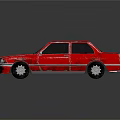 Red Vintage Sedan Car With Classic Design And Worn Exterior Details