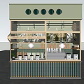 Modern Store Front Desk Interior Design With Shelves Plants And Lighting