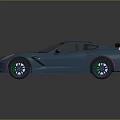 Blue Sports Car With Aerodynamic Design Rear Spoiler Sleek Body And Alloy Wheels