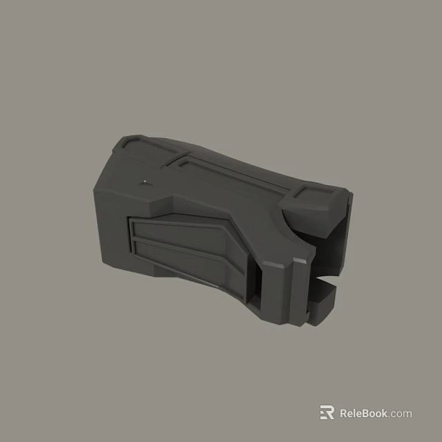 Black 3D Rendered Mechanical Component with Industrial Geometric Structure Design 3d model 