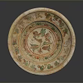 Traditional Hand Carved Painted Ceramic Plate with Intricate Floral and Animal Patterns