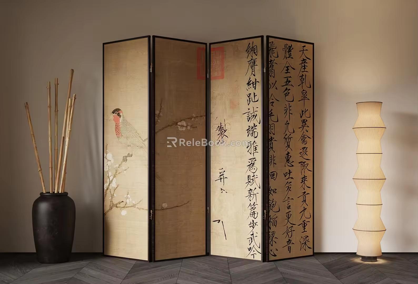 new chinese style screen 3d model