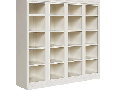 White Modern Bookcase With Open Shelves And Multiple Storage Compartments 3d model
