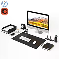 Stylish Office Wall Decor With Scenic Landscape Artwork And Modern Desktop Setup