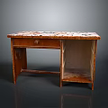 Single Drawer Wooden Dining Table With Patterned Tabletop And Open Lower Shelf