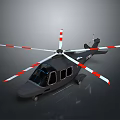 Modern Space Aerospace Helicopter With Red White Striped Rotors And Cabin Windows