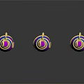 Shiny Teardrop Earrings With Purple Pink Gradient And Golden Decorative Rings