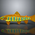 Decorative Colorful Fish Figurine With Yellow Body Blue Green Spots And Red Eye