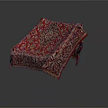Traditional Red And Gold Ornate Carpet With Intricate Patterns Folded On White Background