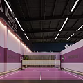 Modern Badminton Court In Bangjing Fitness Center With Purple Floor And Lighting