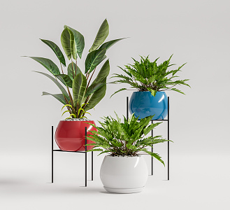 Modern potted plant potted combination 3d model