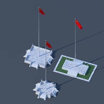 New Chinese-style Flag-raising Platform 3d model