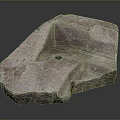 Natural Stone Basin With Wooden Base And Drain Hole For Interior Decor