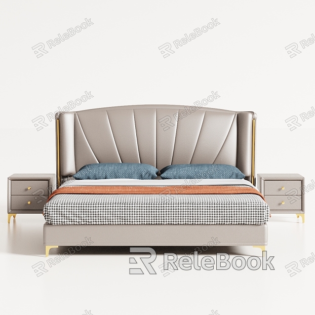 Modern Simple Light Luxury Bedroom Double Bed Soft Bed model