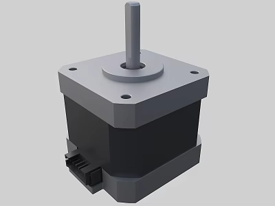 Industrial Stepper Motor With Square Metal Body Central Shaft And Bottom Connector For Automation 3d model