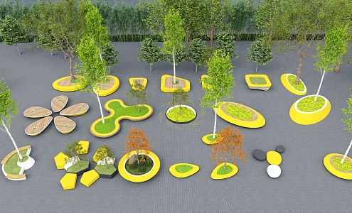 Modern Tree Pond Landscape Tree Pond Landscape Flower Pond Tree Pond Seat Shaped Tree Pond 3d model