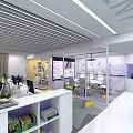 Modern Public Office Space With Glass Partitions Desks Ergonomic Chairs And Bright Lighting 3d model