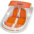Orange And White Wooden Boat With Canopy And Comfortable Seats Design