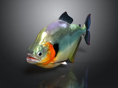 Colorful Metallic Fish With Orange And Black Accents In 3D Render 3d model