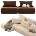 Stylish Sectional Sofa In Beige Brown Gray With Soft Pillows And Cozy Blankets
