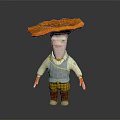 Cartoon Mushroom Character With Orange Cap White Shirt Gray Vest And Plaid Shorts