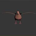 Pink Pigeon Animal Painting with Spread Wings on Dark Background and Reflection