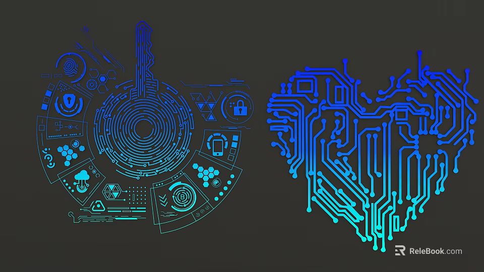 Innovative Commercial Equipment Interface With Circuit Board And Heart Design Patterns 3d model
