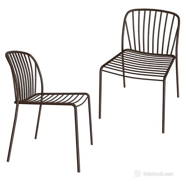 Modern Metal Dining Chairs With Slim Line Frame And Indoor Design 3d model