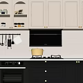 Stylish Modern Kitchen Interior With White Cabinets Black Appliances And Countertop