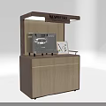 Modern Nespresso Wooden Display Cabinet With Coffee Machine And Information Card