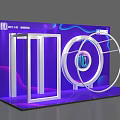 Stylish Photo Check-in Spot With Purple Blue Background Number 10 Door Frame And Circular Decor