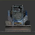 Blue And Yellow Track Loader With Front Bucket And Tracks On Platform 3d model