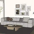 Modern Multiplayer Sofa Three-Seat Sofa 3d model