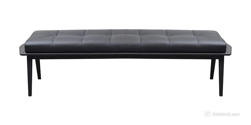 Modern Black Leather Bed Bench With Button Tufted Design For Bedroom Decor 3d model