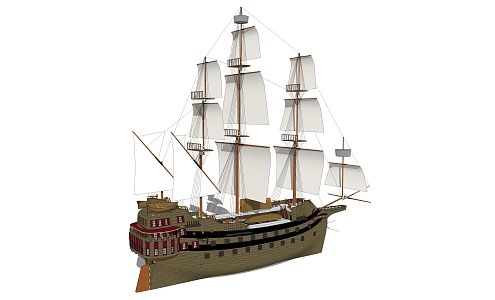 modern sailing ship 3d model