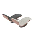 Modern Elegant Curved Chaise Lounge With Light Fabric And Black Leather Wooden Frame