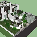 Modern Detached Villa With Glass Windows Greenery And Geometric Facade Design