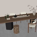 Tea Table and Chair Combination Stool Tea Table Plant Ornaments Tea Set 3d model