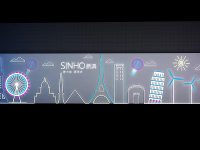 Sinho Brand Landmark Silhouettes With Ferris Wheel Eiffel Tower And Windmill 3d model