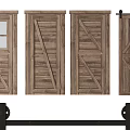 Rustic Wooden Barn Doors With Glass Panel And Sliding Track System For Interior Design