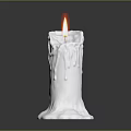 Candle Lamp With White Dripping Wax And Lit Flame For Home Decoration