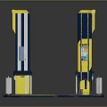 Blue And Yellow Equipment With Two Vertical Columns Yellow Circular Platforms And White Pillars
