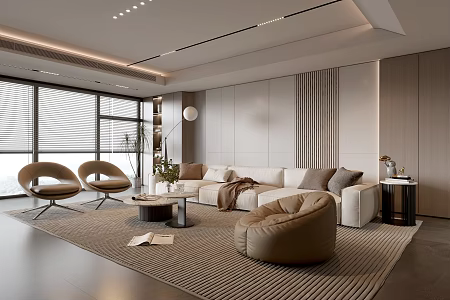 Italian Living Room Light Luxury Sofa Coffee Table Combination 3d model