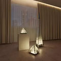 Modern Conical Floor Lamps With Illuminated Design And Indoor Curtain Backdrop