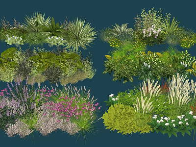 Diverse Flower and Plant Varieties for Garden Landscaping with Colorful Blooms and Green Foliage 3d model