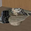 Unique Design Coffee Table With Irregular Shape Metal Frame And Marble Surface Decorative Books 3d model