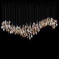 Modern Leaf Shaped Gold Silver Hanging Chandelier For Interior Decor Design