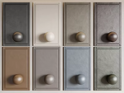 Wall Panels In Different Colors With Spherical Decorative Balls For Interior Design 3d model