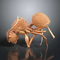 Detailed 3D Brown Ant Model Featuring Spiky Exoskeleton And Segmented Legs